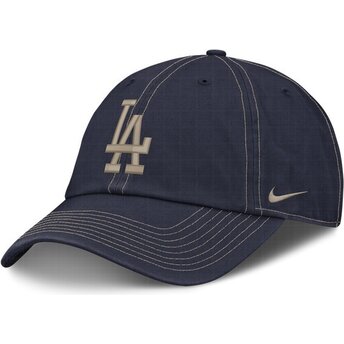 Boné curvo azul marinho ajustável com logo bege Fathers Day Club Unstructured Organic Cotton da Los Angeles Dodgers MLB da Nike