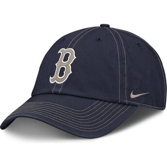 Boné curvo azul marinho ajustável com logo bege Fathers Day Club Unstructured Organic Cotton da Boston Red Sox MLB da Nike