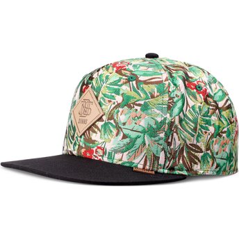 Boné plano verde e preto snapback Woven Jungle da Djinns