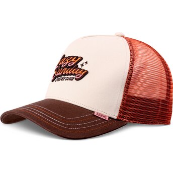 Boné trucker bege e laranja HFT LSCC Funky da Djinns