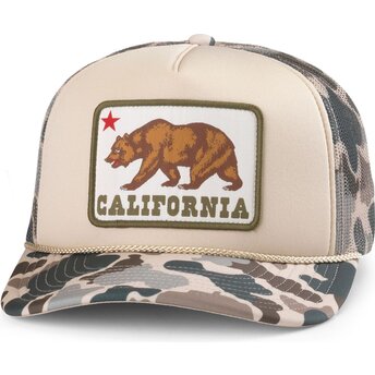 Boné trucker camuflagem e bege Mallard Foamy da California Bear da American Needle