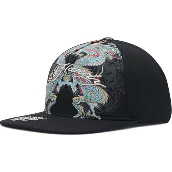 Boné plano preto snapback Battle Dragon da Ed Hardy