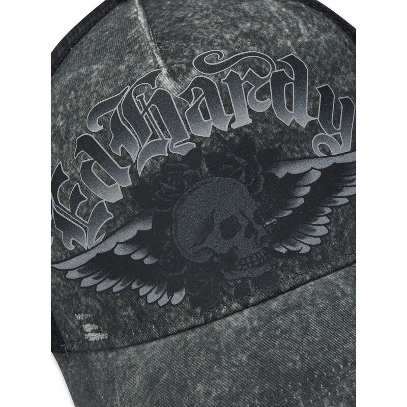 bone-trucker-cinza-flaming-gothic-skull-washed-da-ed-hardy