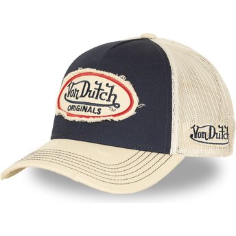 Boné trucker azul marinho e bege URB07 da Von Dutch