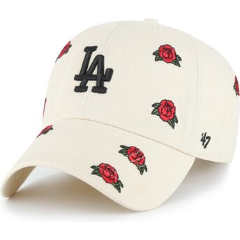 Boné curvo bege ajustável Clean Up Scatter da Los Angeles Dodgers MLB da 47 Brand