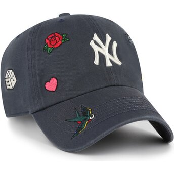 Boné curvo azul marinho ajustável Clean Up Multi Scatter da New York Yankees MLB da 47 Brand