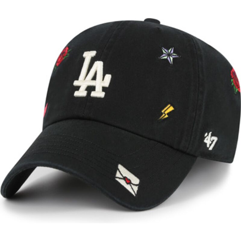 bone-curvo-preto-ajustavel-clean-up-multi-scatter-da-los-angeles-dodgers-mlb-da-47-brand