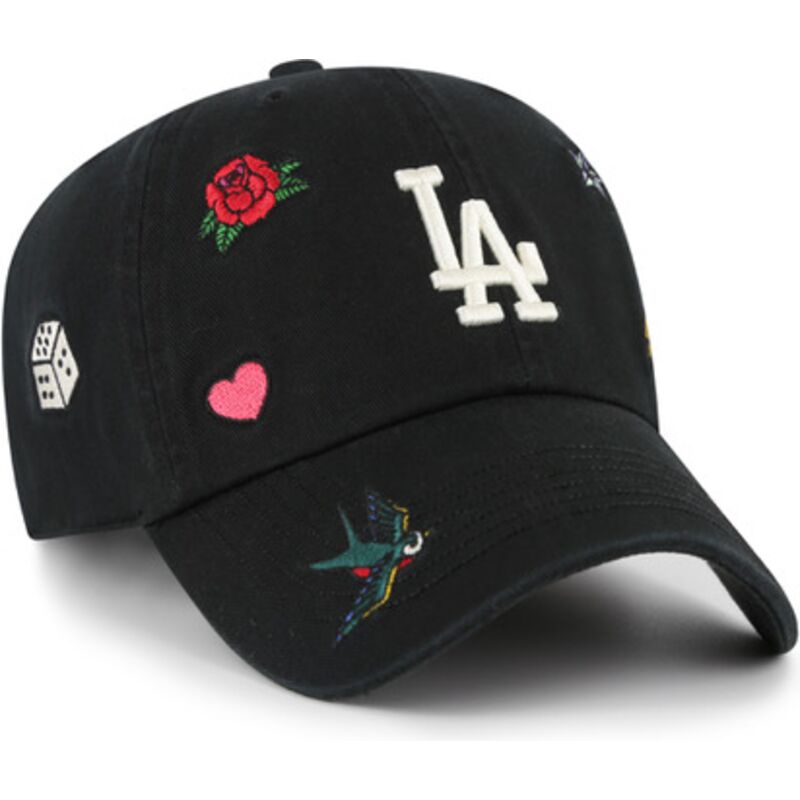 bone-curvo-preto-ajustavel-clean-up-multi-scatter-da-los-angeles-dodgers-mlb-da-47-brand