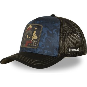 Boné trucker azul marinho e preto Marvin o Marciano LOO14 MAR Looney Tunes da Capslab