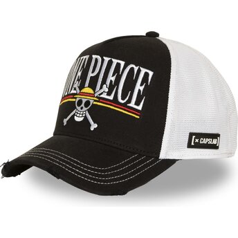 Boné trucker preto e branco Straw Hat Pirates OP8 ONE One Piece da Capslab