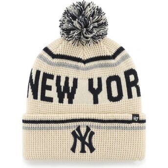 Gorro com pompom creme Quattrle Cuff Knit da New York Yankees MLB da 47 Brand