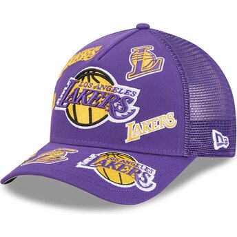 Boné trucker violeta 9FORTY M-Crown A Frame All Over da Los Angeles Lakers NBA da New Era