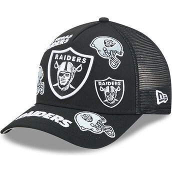Boné trucker preto 9FORTY M-Crown A Frame All Over da Las Vegas Raiders NFL da New Era
