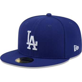 Boné plano azul justo 59FIFTY Rhinstone Badge da Los Angeles Dodgers MLB da New Era