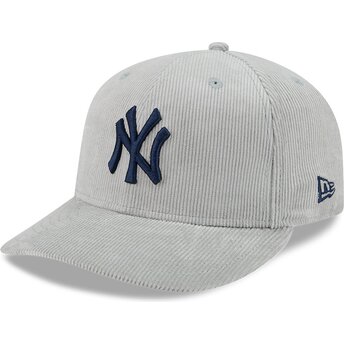 Boné curvo cinza justo com logo azul marinho 59FIFTY Cord da New York Yankees MLB da New Era