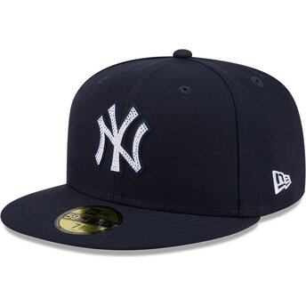 Boné plano azul marinho justo 59FIFTY Rhinestone Badge da New York Yankees MLB da New Era