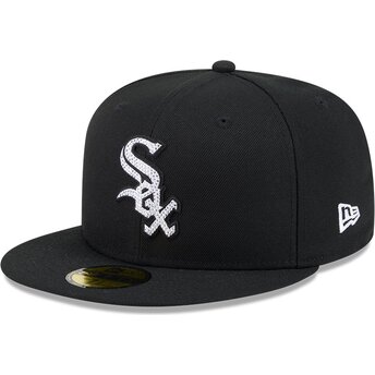 Boné plano preto justo 59FIFTY Rhinestone Badge da Chicago White Sox MLB da New Era