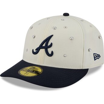 Boné curvo bege e azul marinho justo 59FIFTY Beads NA Lifestyle F1 da Atlanta Braves MLB da New Era