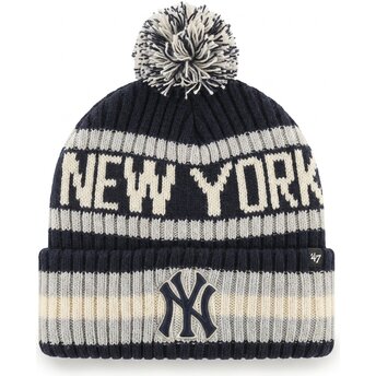 Gorro com pompom azul marinho Bering Cuff Knit da New York Yankees MLB da 47 Brand