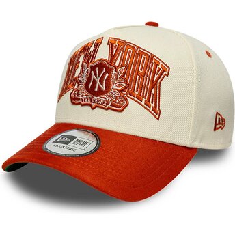 Boné curvo bege e castanho snapback E Frame Wordmark Suede da New York Yankees MLB da New Era