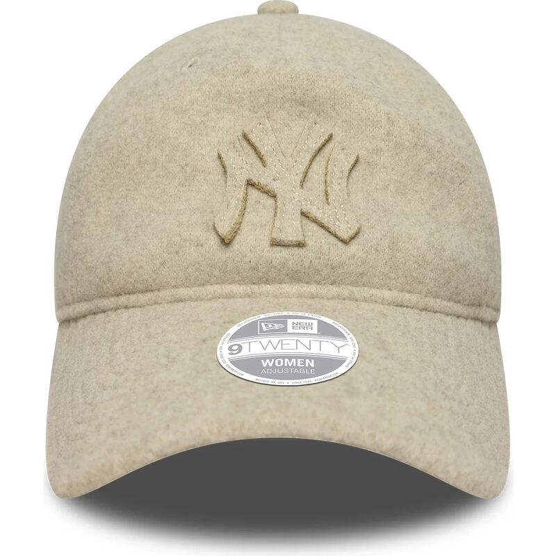 bone-curvo-bege-ajustavel-com-logo-bege-9twenty-a-frame-melton-luxe-da-new-york-yankees-mlb-da-new-era