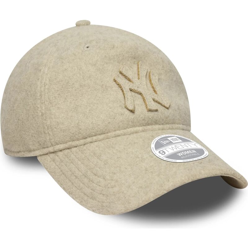 bone-curvo-bege-ajustavel-com-logo-bege-9twenty-a-frame-melton-luxe-da-new-york-yankees-mlb-da-new-era