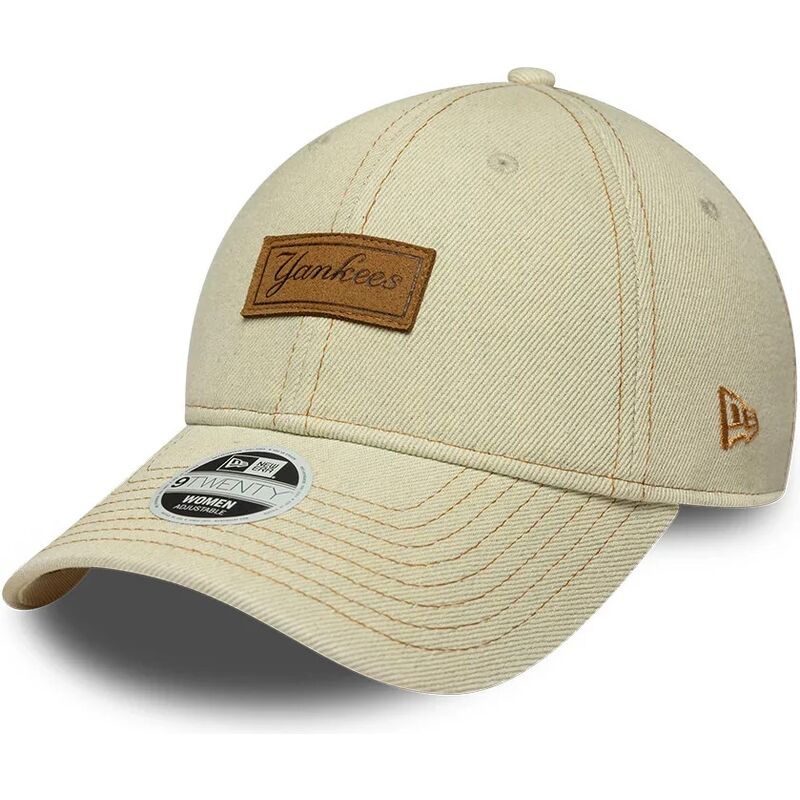 bone-curvo-bege-ajustavel-com-logo-castanho-9twenty-denim-da-new-york-yankees-mlb-da-new-era