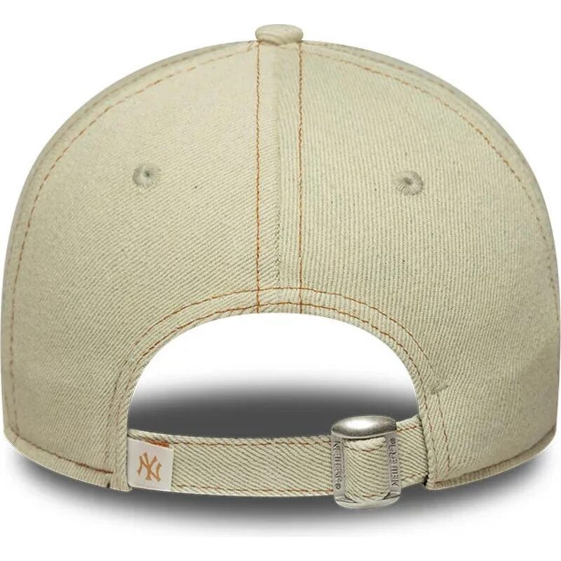 bone-curvo-bege-ajustavel-com-logo-castanho-9twenty-denim-da-new-york-yankees-mlb-da-new-era