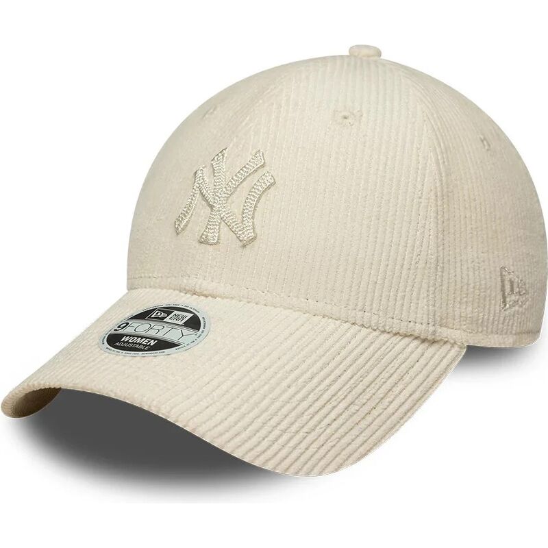 bone-curvo-bege-ajustavel-para-mulheres-com-logo-bege-9forty-cord-da-new-york-yankees-mlb-da-new-era
