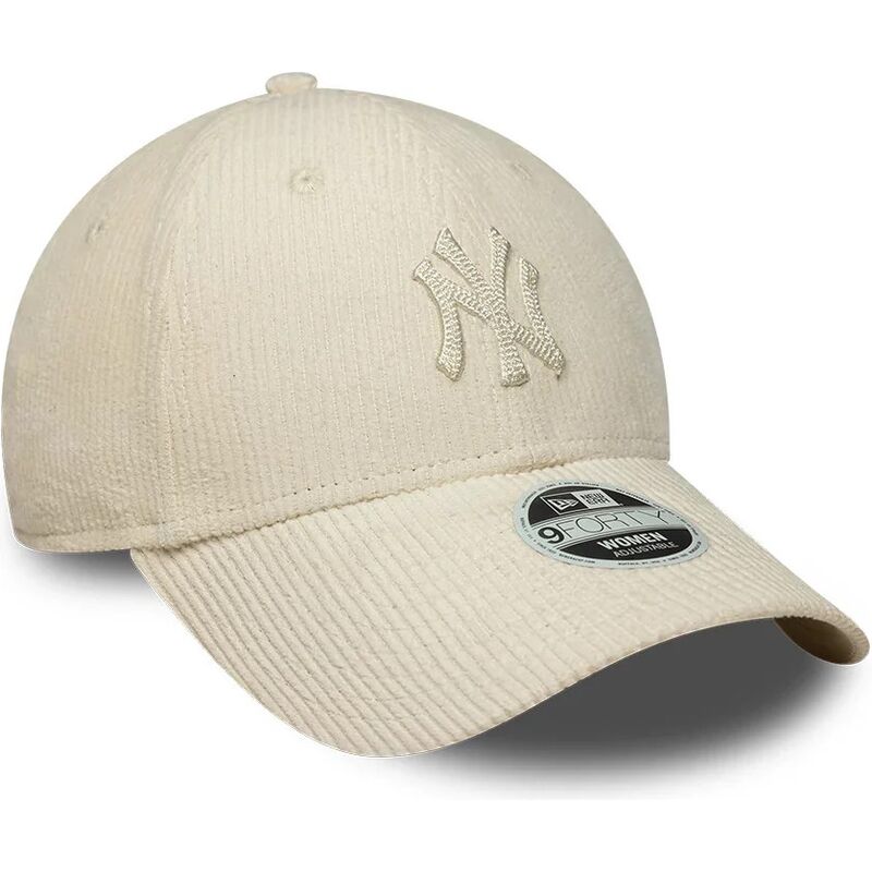 bone-curvo-bege-ajustavel-para-mulheres-com-logo-bege-9forty-cord-da-new-york-yankees-mlb-da-new-era