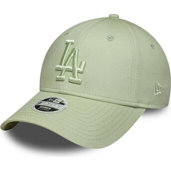 Boné curvo verde ajustável para mulheres com logo verde 9FORTY League Essential da Los Angeles Dodgers MLB da New Era