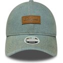 bone-curvo-azul-ajustavel-para-mulheres-com-logo-castanho-9twenty-denim-da-los-angeles-dodgers-mlb-da-new-era