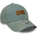 bone-curvo-azul-ajustavel-para-mulheres-com-logo-castanho-9twenty-denim-da-los-angeles-dodgers-mlb-da-new-era