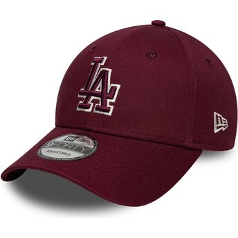 Boné curvo grená ajustável com logo grená 9FORTY Team Outline da Los Angeles Dodgers MLB da New Era