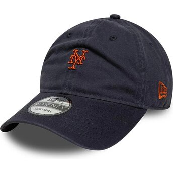 Boné curvo azul marinho ajustável com logo castanho 9TWENTY Mini Logo da New York Mets MLB da New Era
