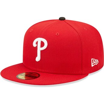 Boné plano vermelho justo 59FIFTY AC Perf da Philadelphia Phillies MLB da New Era