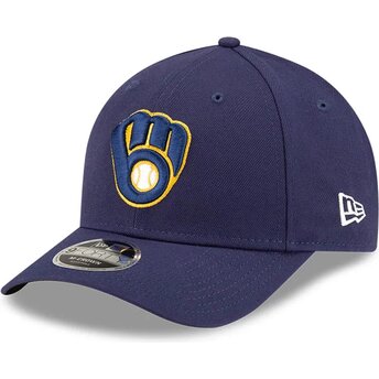 Boné curvo azul marinho snapback 9FORTY M-Crown Player Replica da Milwaukee Brewers MLB da New Era