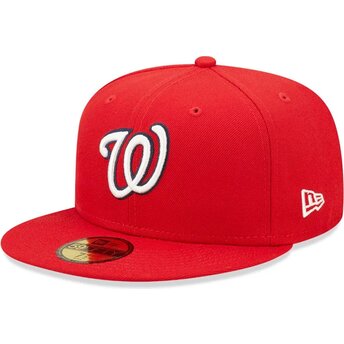 Boné plano vermelho justo 59FIFTY AC Perf da Washington Nationals MLB da New Era