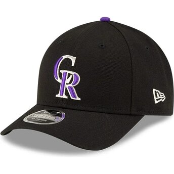 Boné curvo preto snapback com logo violeta 9FORTY M-Crown Player Replica da Colorado Rockies MLB da New Era