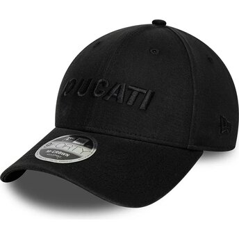 Boné curvo preto snapback com logo preto 9FORTY M-Crown Wordmark da Ducati Motor MotoGP da New Era