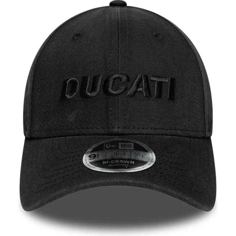 bone-curvo-preto-snapback-com-logo-preto-9forty-m-crown-wordmark-da-ducati-motor-motogp-da-new-era