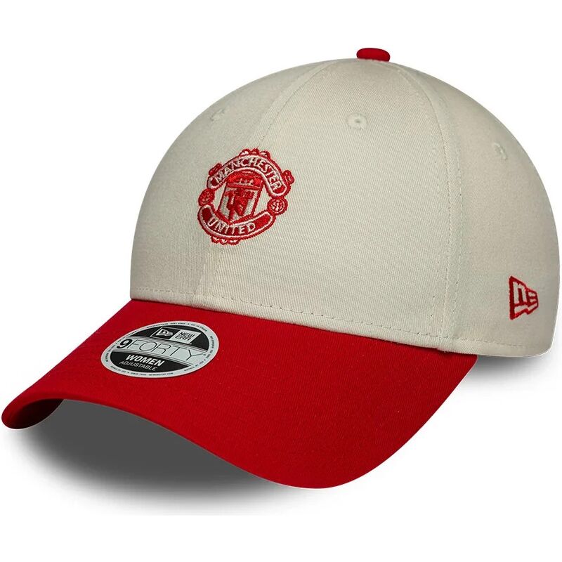 bone-curvo-bege-e-vermelho-ajustavel-para-mulheres-9forty-contrast-da-manchester-united-football-club-premier-league-da-new-era