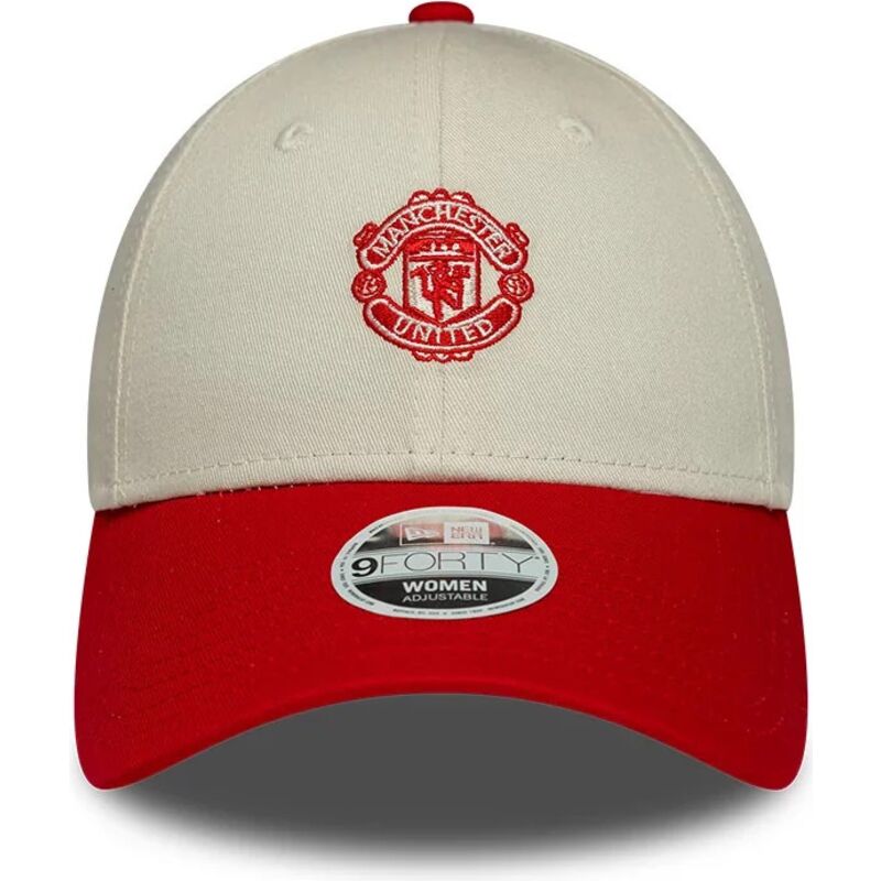 bone-curvo-bege-e-vermelho-ajustavel-para-mulheres-9forty-contrast-da-manchester-united-football-club-premier-league-da-new-era