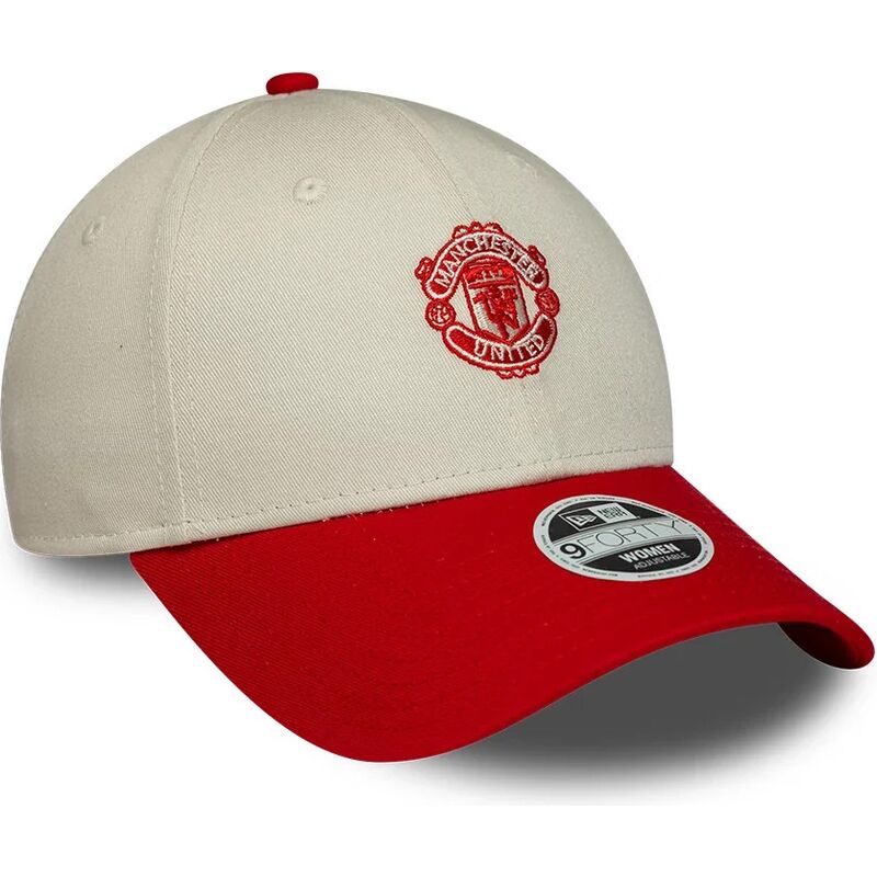 bone-curvo-bege-e-vermelho-ajustavel-para-mulheres-9forty-contrast-da-manchester-united-football-club-premier-league-da-new-era