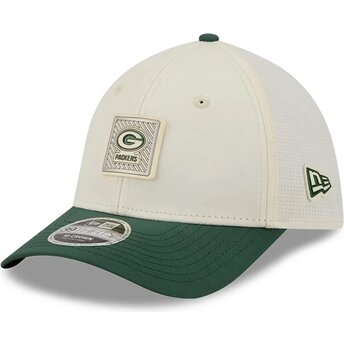 Boné curvo verde e bege justo 39THIRTY M-Crown Training 2026 da Green Bay Packers NFL da New Era