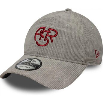 Boné curvo cinza ajustável com logo vermelho 9TWENTY Fleck Cord da Associazione Sportiva Roma Serie A da New Era