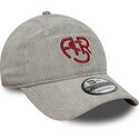 bone-curvo-cinza-ajustavel-com-logo-vermelho-9twenty-fleck-cord-da-associazione-sportiva-roma-serie-a-da-new-era
