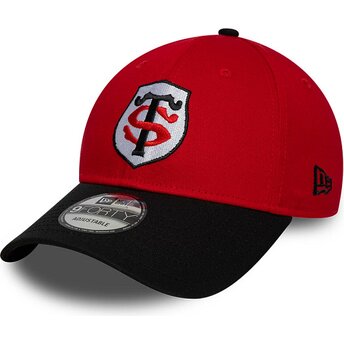 Boné curvo vermelho e preto snapback 9FORTY Team da Stade Toulousain Top 14 da New Era