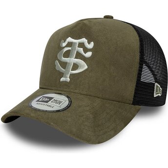 Boné trucker verde e preto E Frame Faux Suede da Stade Toulousain Top 14 da New Era