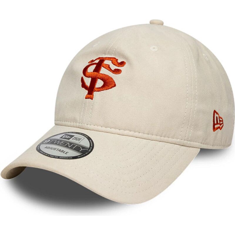 bone-curvo-bege-ajustavel-com-logo-vermelho-9twenty-faux-suede-da-stade-toulousain-top-14-da-new-era bone-curvo-bege-ajustavel-com-logo-vermelho-9twenty-faux-suede-da-stade-toulousain-top-14-da-new-era